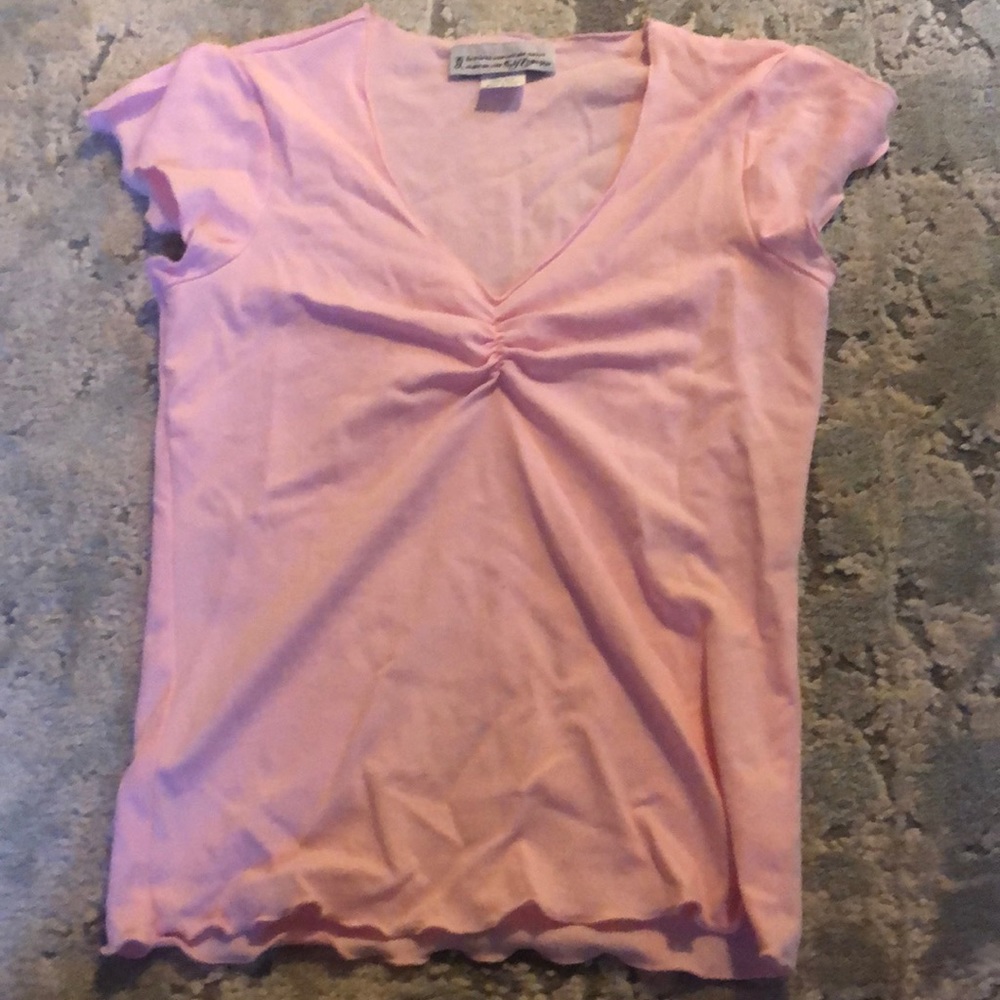 Pink scrunched in middle short sleeve top